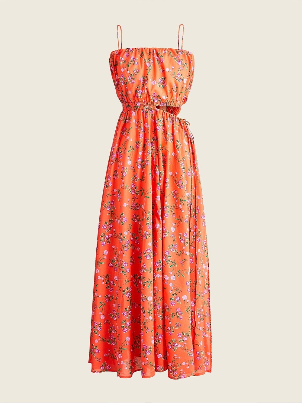 J. Crew Side cut-out beach dress in coral floral